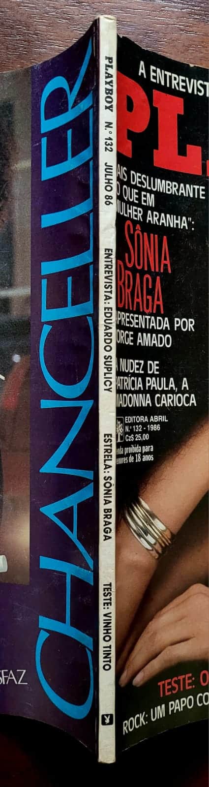 | Casa do Colecionador Playboy Nº 132 | Julho/1986 | Sônia Braga | Capa Desdobrável | Pôster Rebecca Ferratti Presente