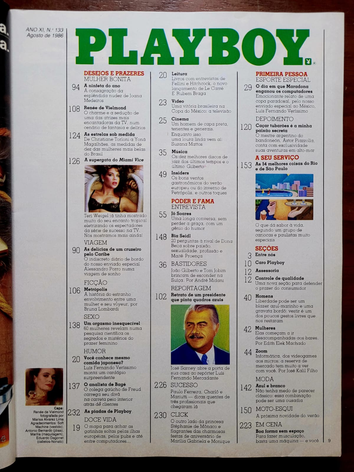 | Casa do Colecionador Playboy Nº 133 | Agosto/1986 | Renée de Vielmond | Pôster Teri Weigel | Edição de 11º Aniversário