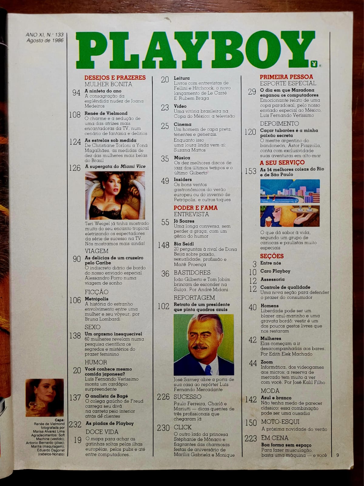 | Casa do Colecionador Playboy Nº 133 | Agosto/1986 | Renée de Vielmond | Pôster Teri Weigel | Edição de 11º Aniversário