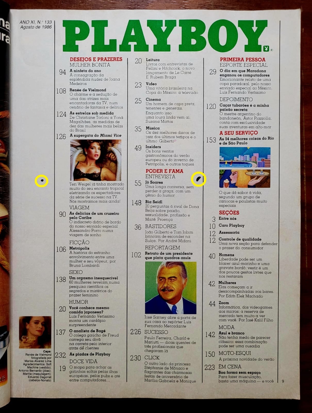 | Casa do Colecionador Playboy Nº 133 | Agosto/1986 | Renée de Vielmond | Pôster Teri Weigel | Edição de 11º Aniversário