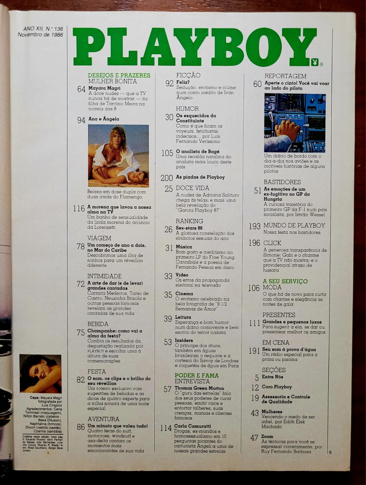 | Casa do Colecionador Playboy Nº 136 | Novembro/1986 | Mayara Magri | Pôster Duplo Ana e Ângela | Edição de banca