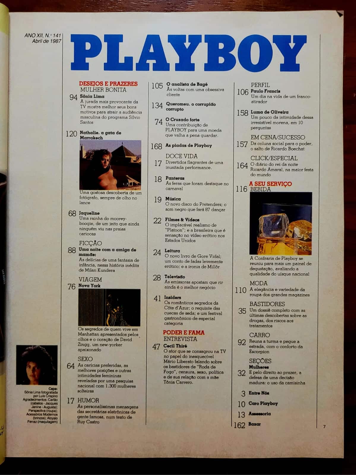 | Casa do Colecionador Playboy Nº 141 | Abril/1987 | Sônia Lima | Pôster Presente + Encarte Folha | Exemplar de Assinante