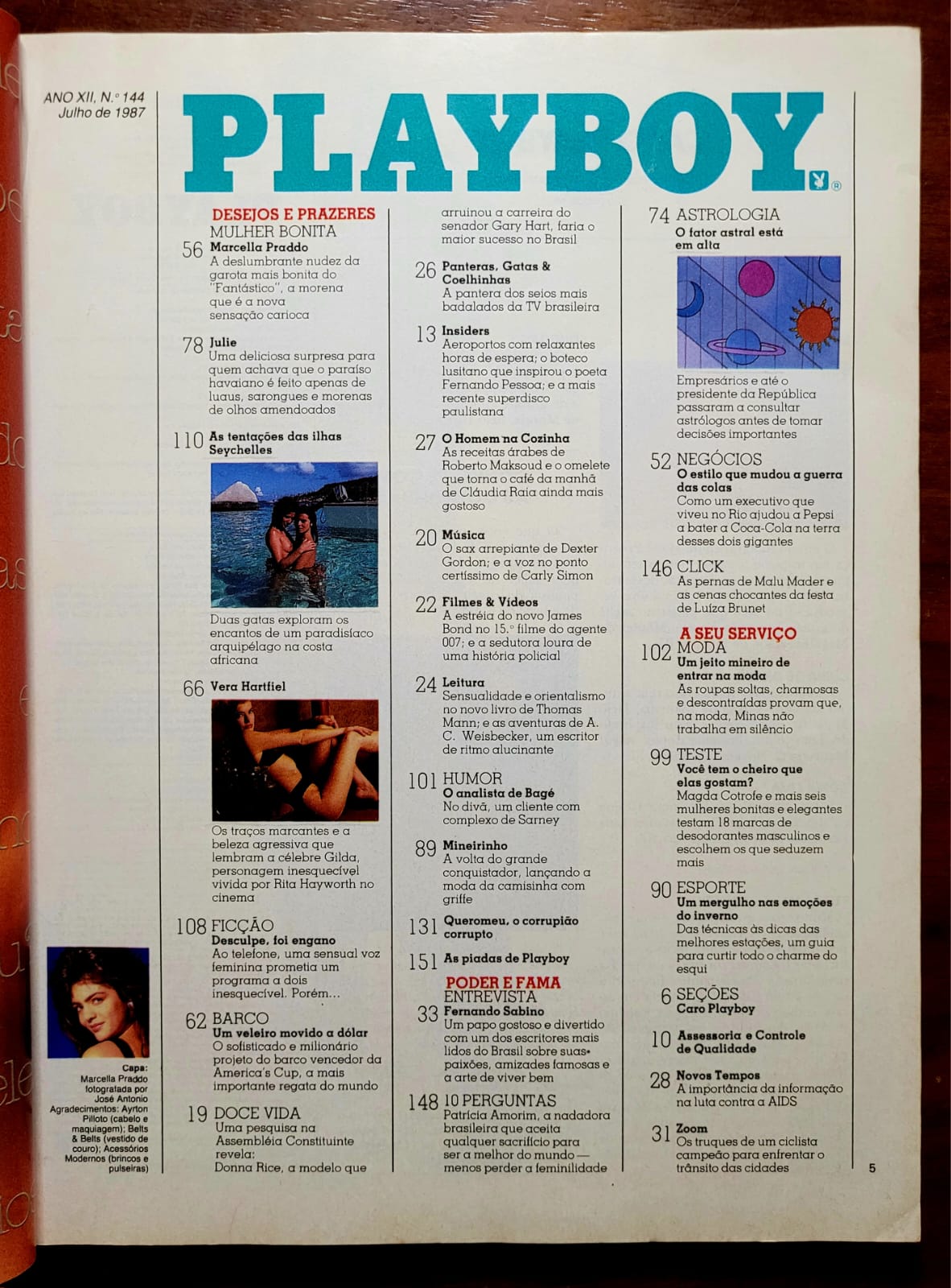 | Casa do Colecionador Playboy Nº 144 | Julho/1987 | Marcella Prado - Garota do Fantástico | Pôster de Julie McCullough | Exemplar de Assinante