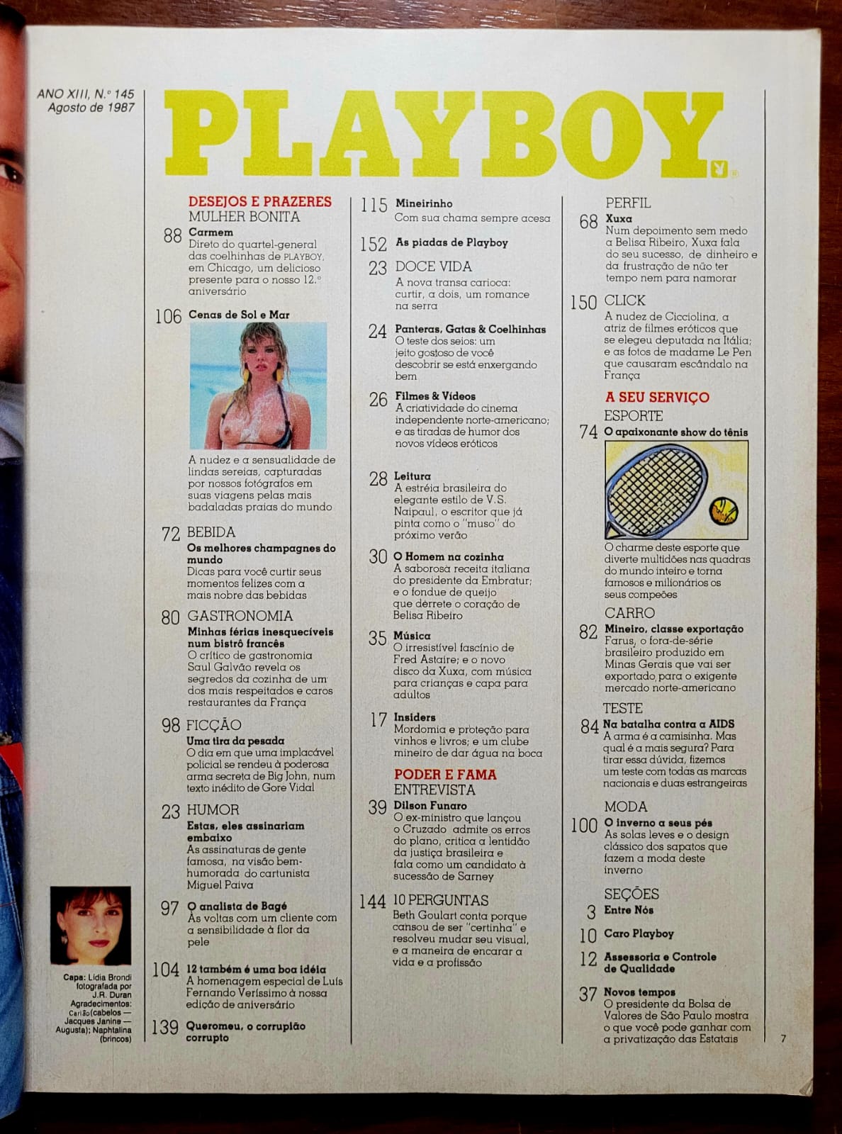 | Casa do Colecionador Playboy Nº 145 | Agosto/1987 | Lídia Brondi | Edição de 12º Aniversário | Edição sem a Edição Extra Especial 145-A