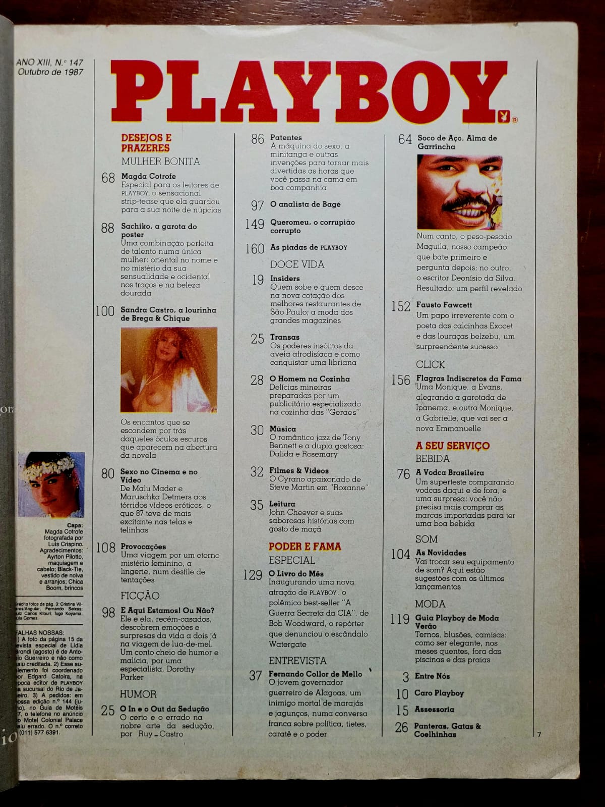 | Casa do Colecionador Playboy Nº 147 | Outubro/1987 | Magda Cotrofe | Pôster de Sachiko Presente | Edição Regular de Banca