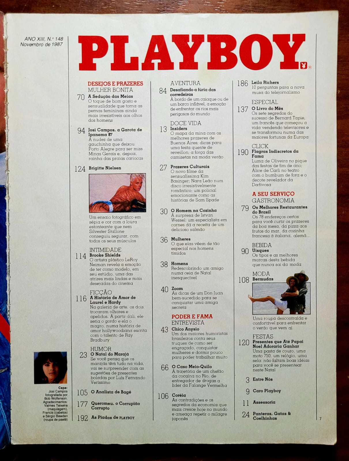 | Casa do Colecionador Playboy Nº 148 | Novembro/1987 | Josi Campos - A Garota de Ipanema 87 | Pôster Presente | Exemplar de Assinante