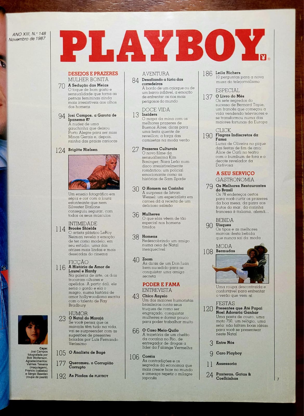 | Casa do Colecionador Playboy Nº 148 | Novembro/1987 | Josi Campos - A Garota de Ipanema 87 | Pôster Presente | Exemplar de Assinante