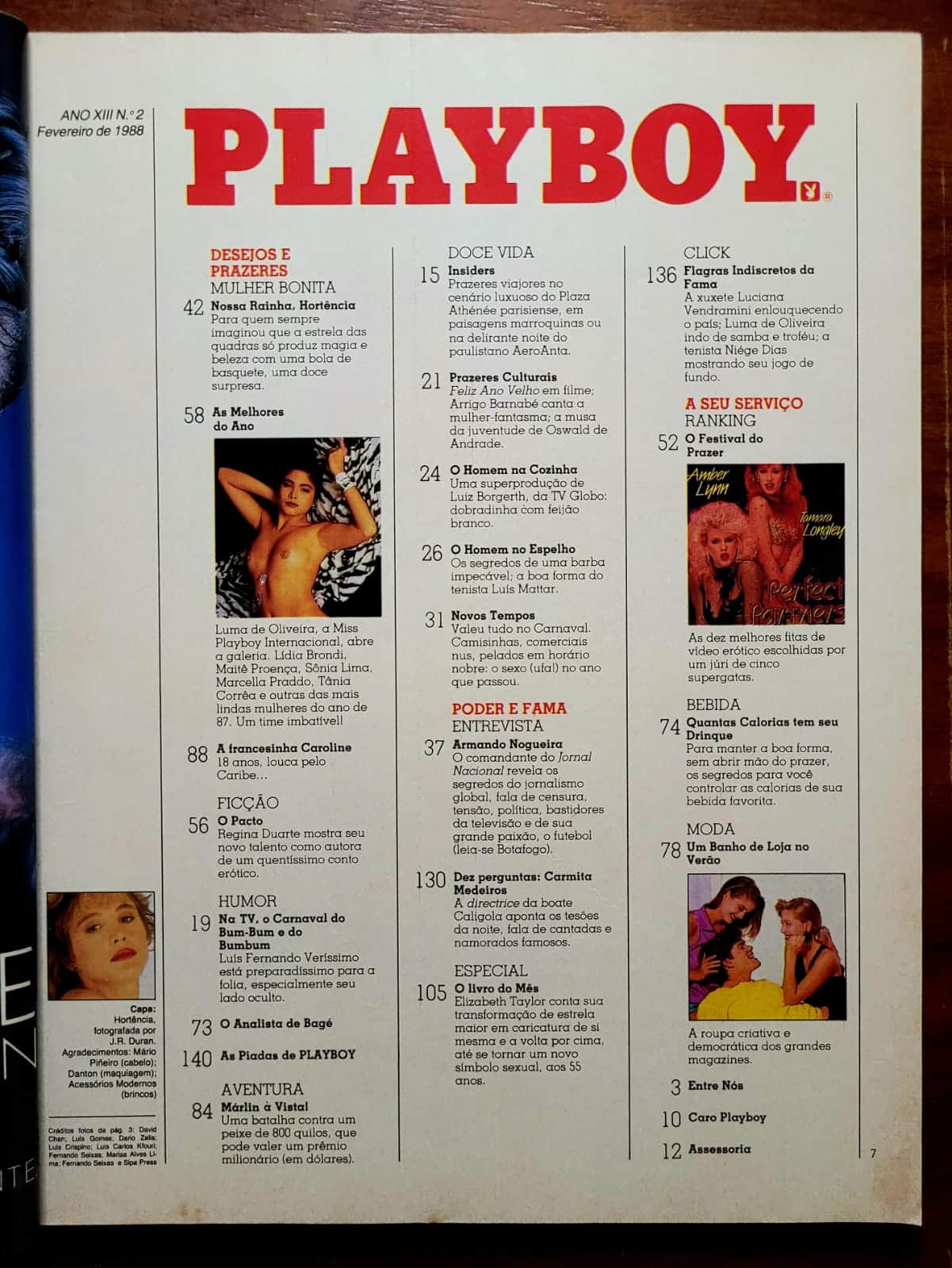 | Casa do Colecionador Playboy Nº 151 | Fevereiro/1988 | Hortência Marcari | Pôster Duplo Presente | Edição Regular de Banca