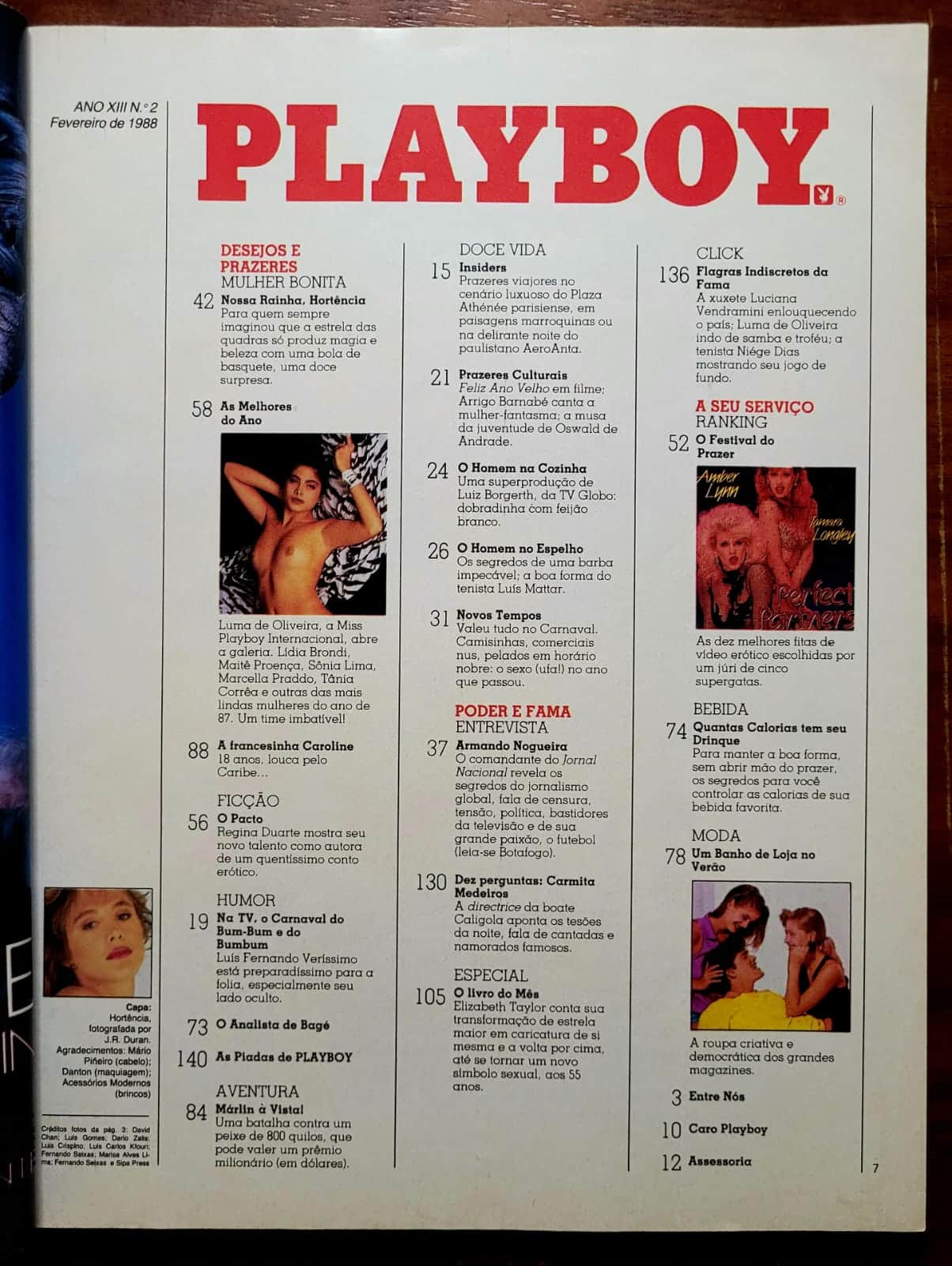 | Casa do Colecionador Playboy Nº 151 | Fevereiro/1988 | Hortência Marcari | Pôster Duplo Presente | Edição Regular de Banca