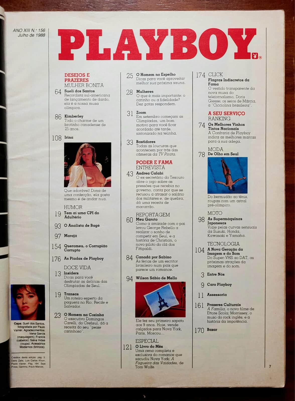 | Casa do Colecionador Playboy Nº 156 | Julho/1988 | Sueli dos Santos – Recordista Sul-Americana de Dardo | Pôster AUSENTE