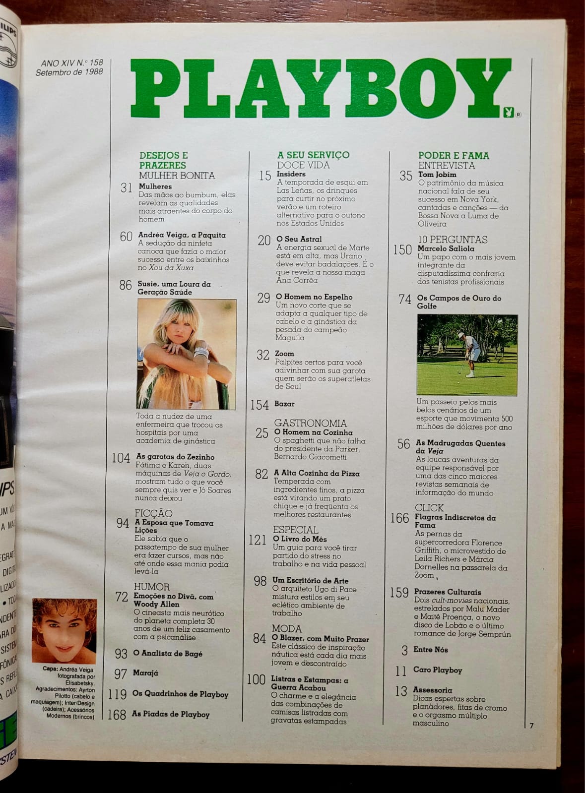 | Casa do Colecionador Playboy Nº 158 | Setembro/1988 | Andréa Veiga – A Primeira Paquita | Pôster da Susie Owens Presente | Exemplar de Assinante
