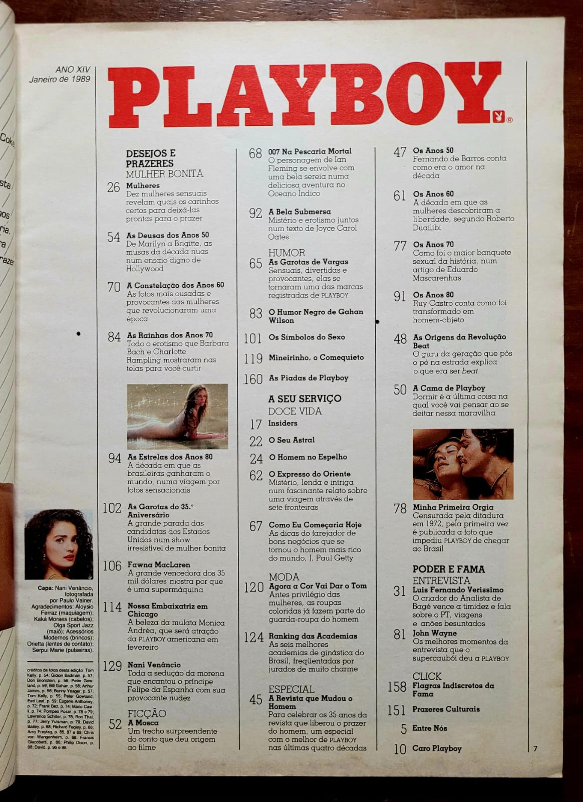 | Casa do Colecionador Playboy Nº 162 | Janeiro/1989 | Nani Venâncio | Edição de Gala | Pôster Presente | Exemplar de Assinante