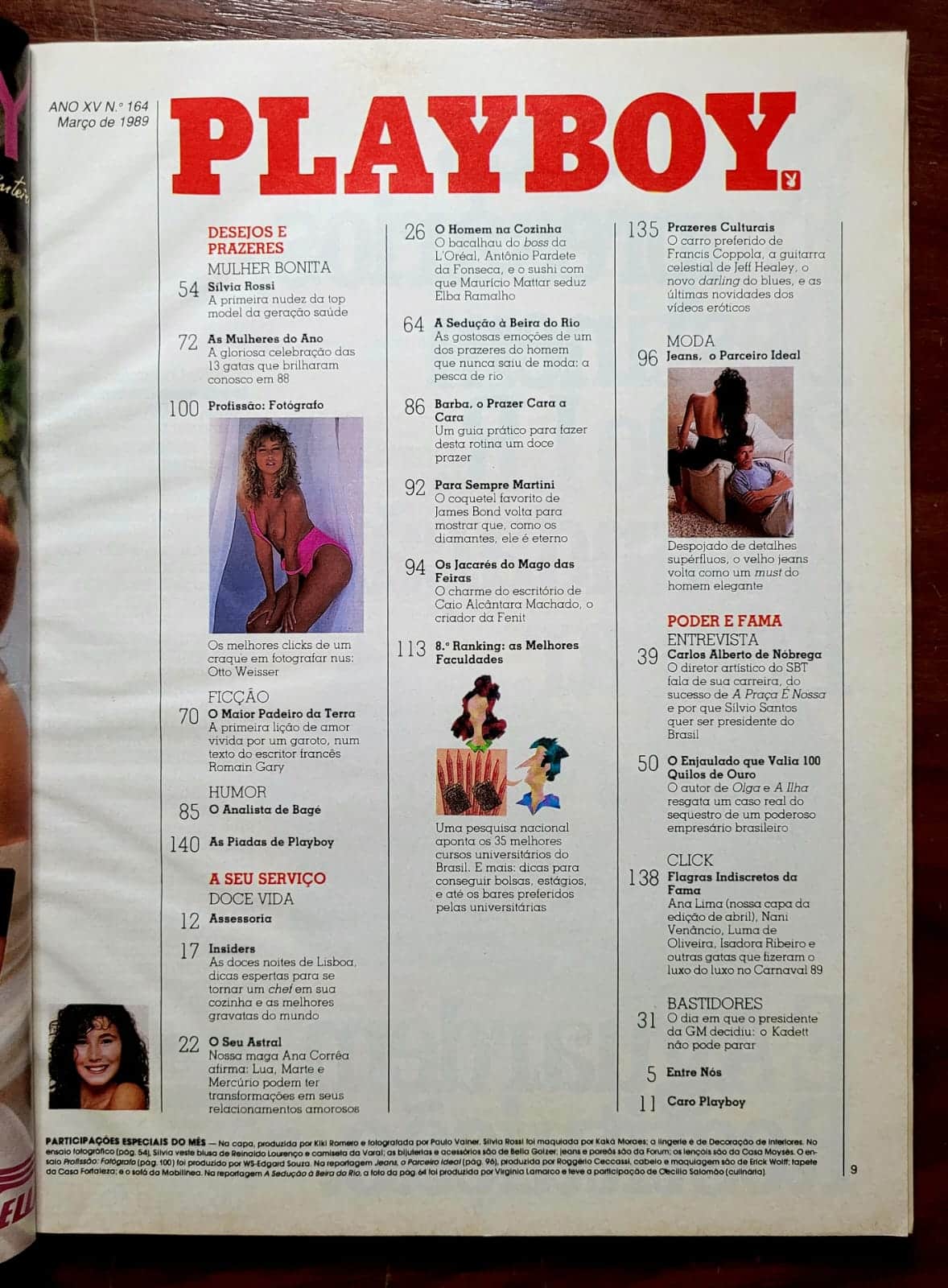 | Casa do Colecionador Playboy Nº 164 | Março/1989 | Sílvia Rossi | Pôster da Luciana Vendramini Presente | Exemplar de Assinante