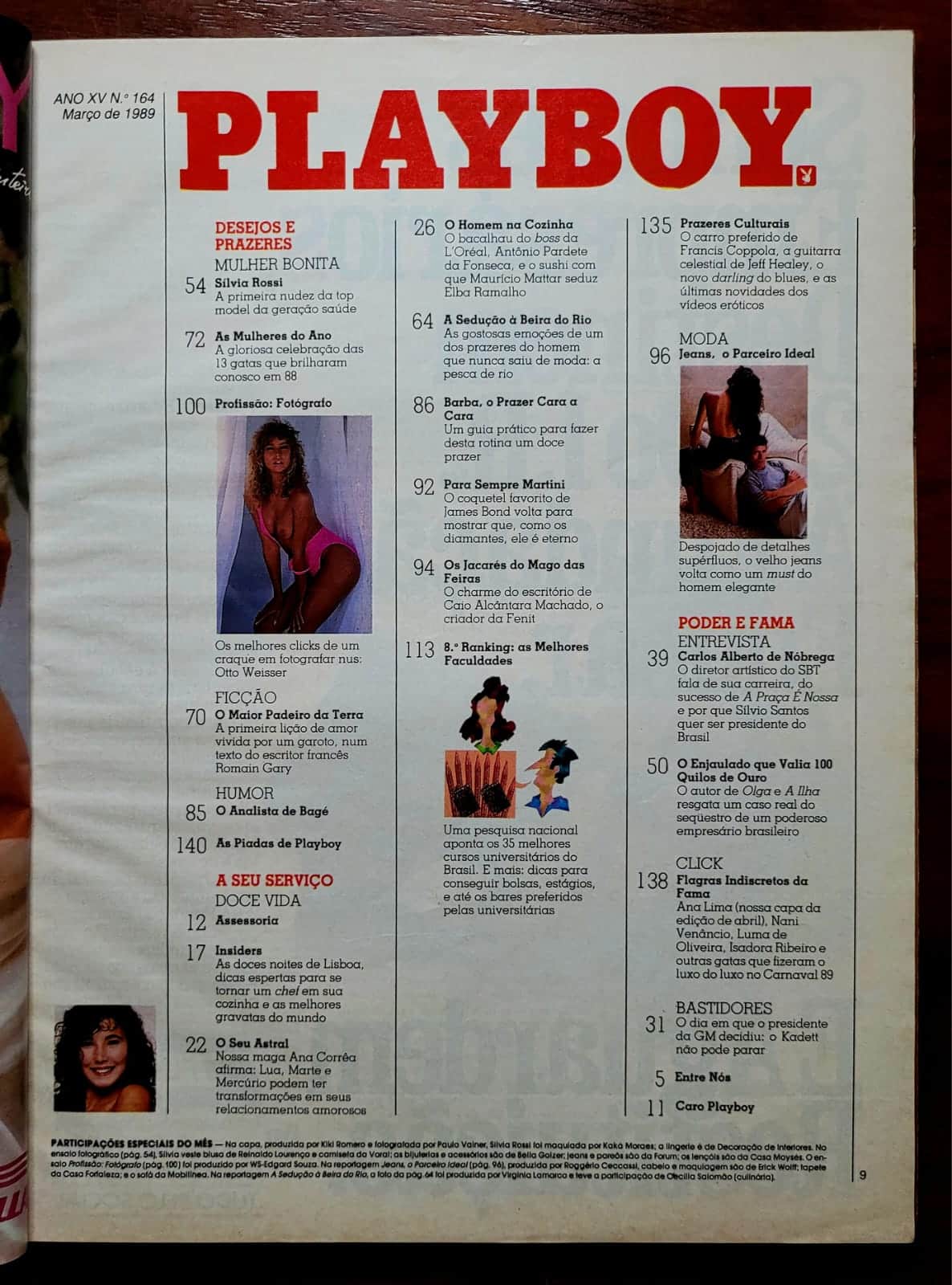 | Casa do Colecionador Playboy Nº 164 | Março/1989 | Sílvia Rossi | Pôster da Luciana Vendramini Presente | Exemplar de Assinante