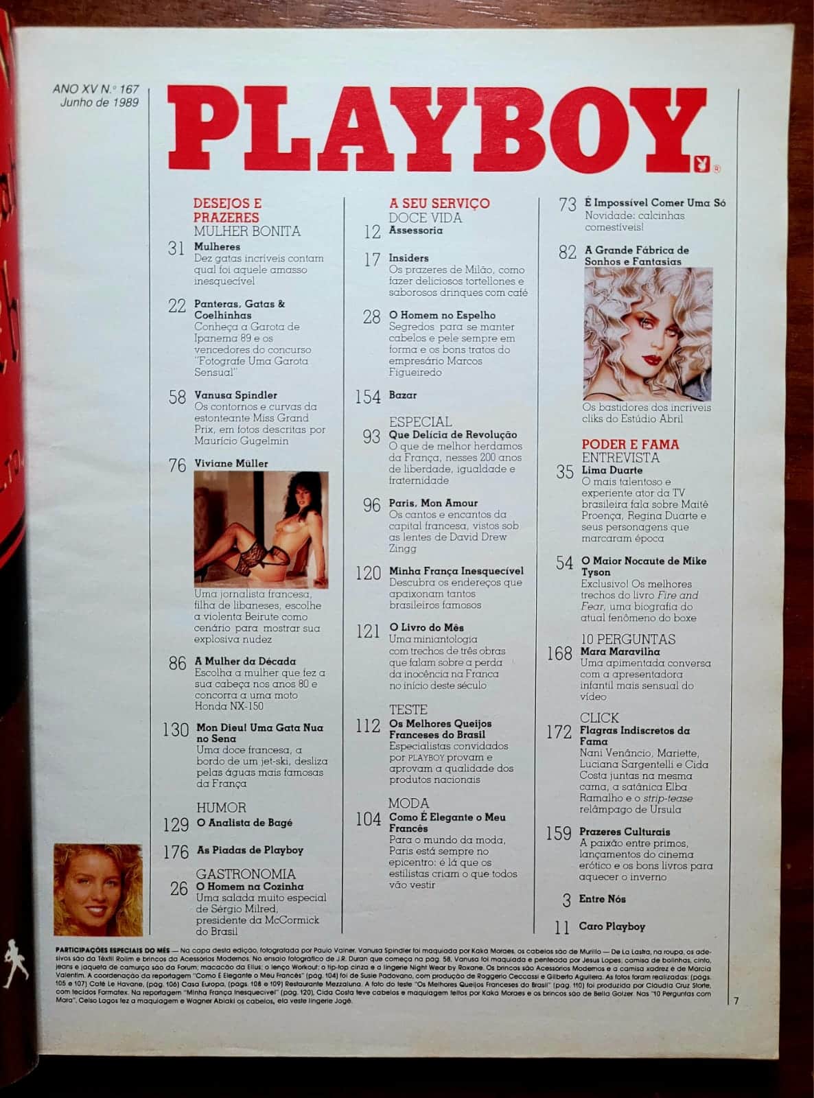 | Casa do Colecionador Playboy Nº 167 | Junho/1989 | Vanusa Spindler - Miss Grand Prix | Pôster Mulher da Década Presente