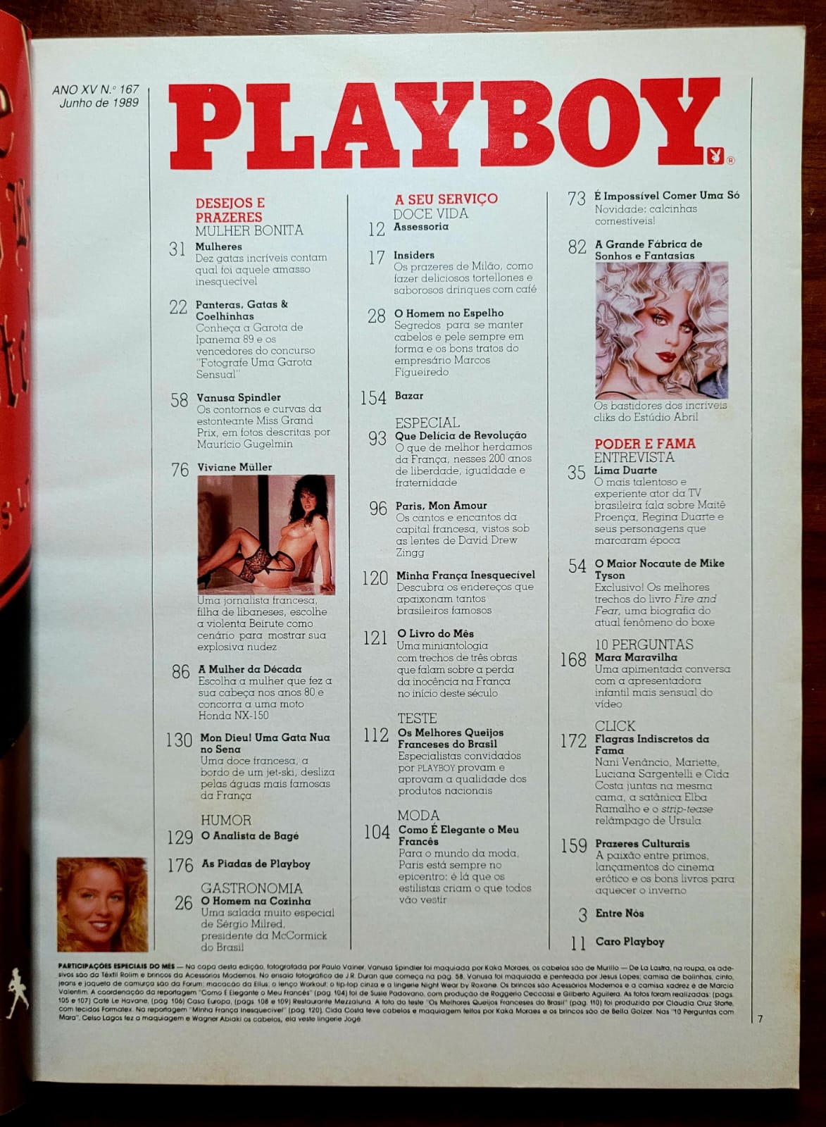 | Casa do Colecionador Playboy Nº 167 | Junho/1989 | Vanusa Spindler - Miss Grand Prix | Pôster Mulher da Década Presente