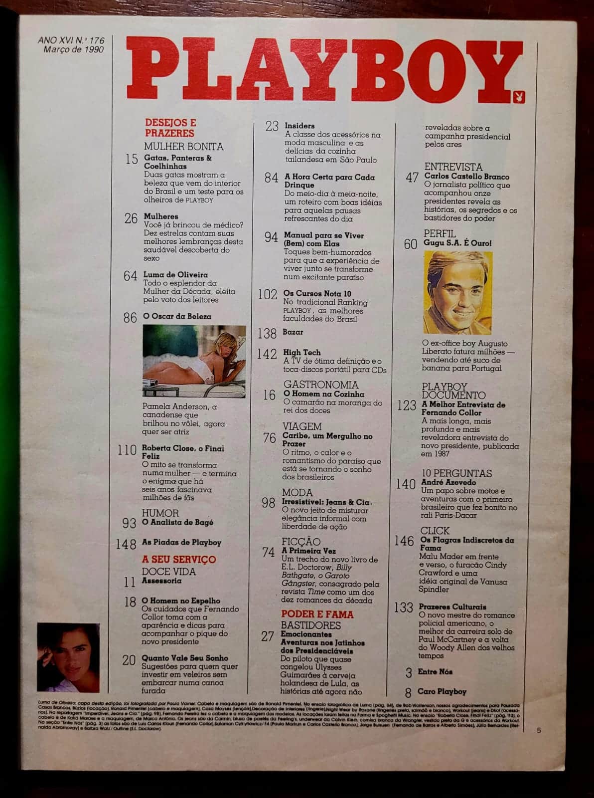 | Casa do Colecionador Playboy Nº 176 | Março/1990 | Luma de Oliveira — Mulher da Década | Pôster AUSENTE
