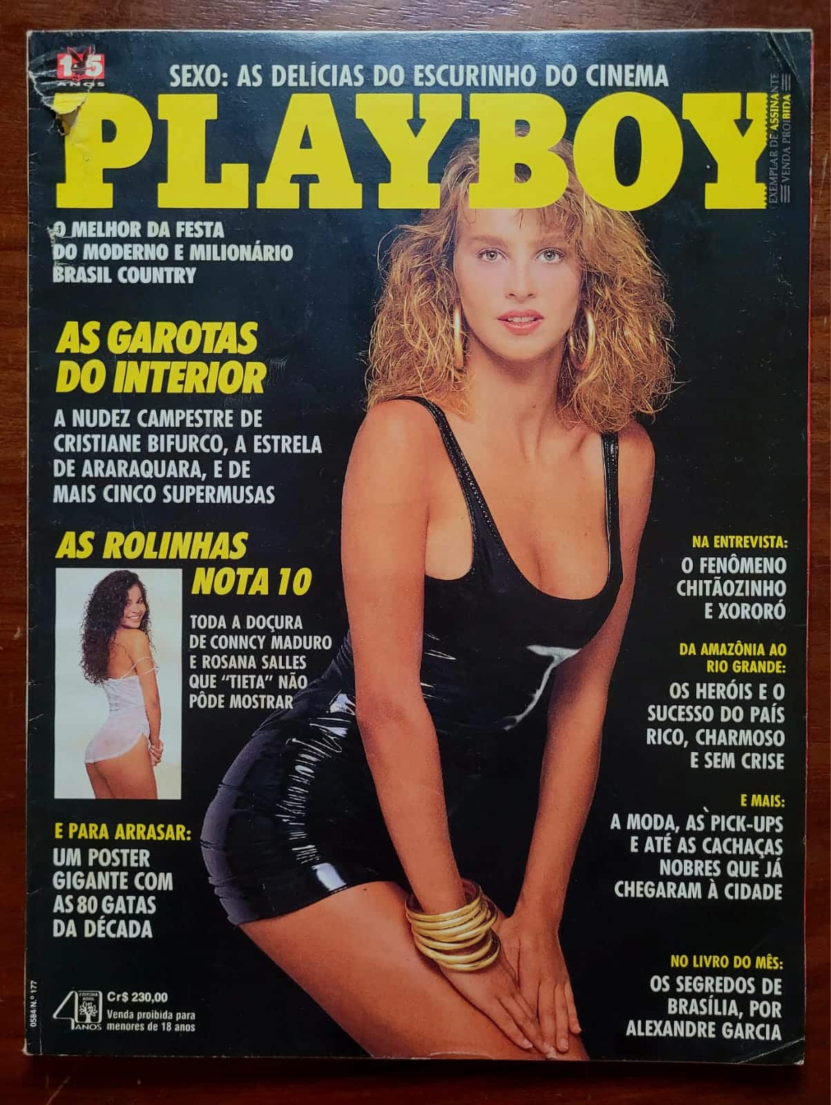 | Casa do Colecionador Playboy Nº 177 | Abril/1990 | Cristiane Bifurco - A Estrela de Araraquara | Pôster Gigante Anos 80 | Exemplar de Assinante