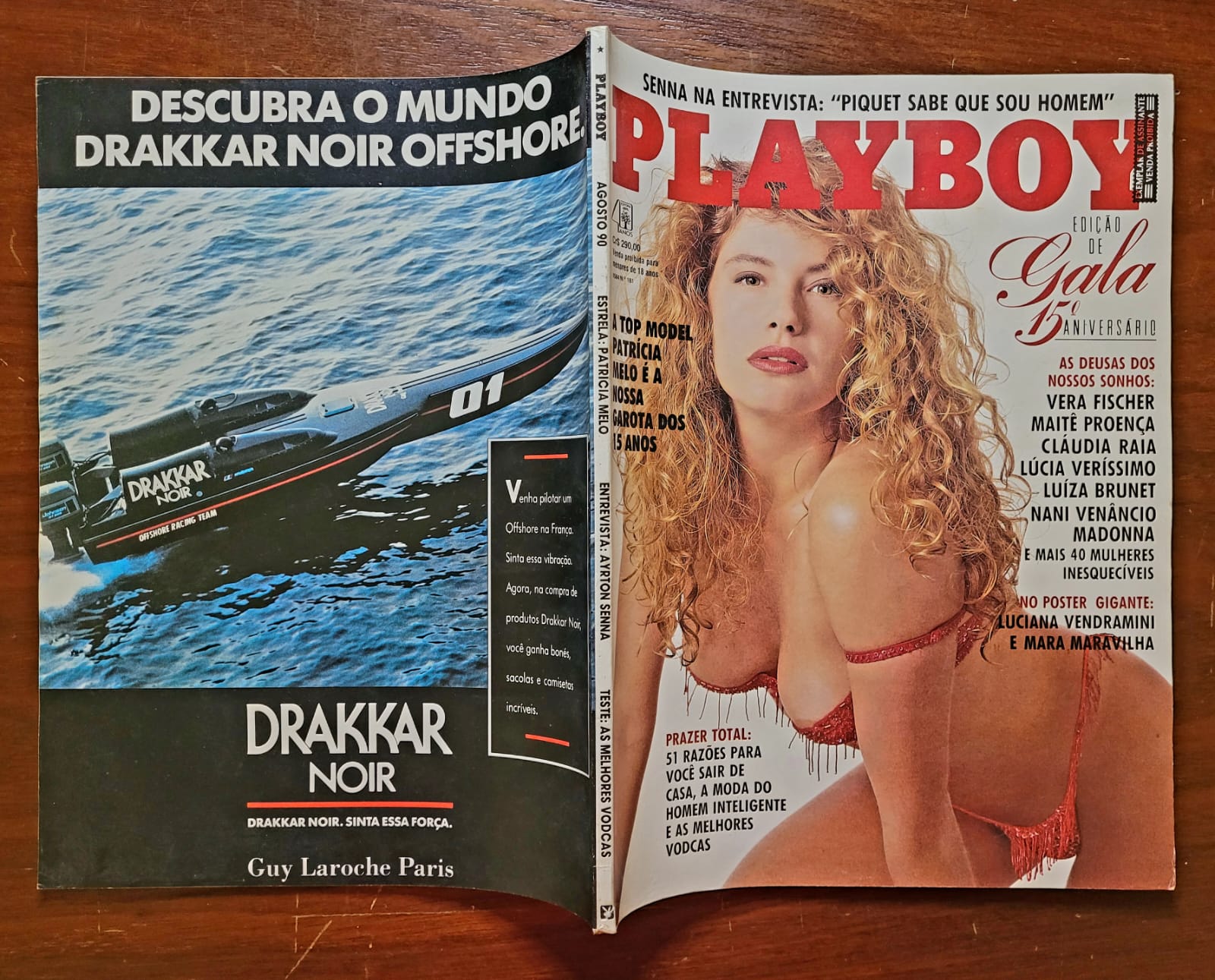 | Casa do Colecionador Playboy Nº 181 | Agosto/1990 | Patrícia Melo | Edição de Aniversário 15 Anos | Pôster Luciana Vendramini e Mara Maravilha Gigante Presente
