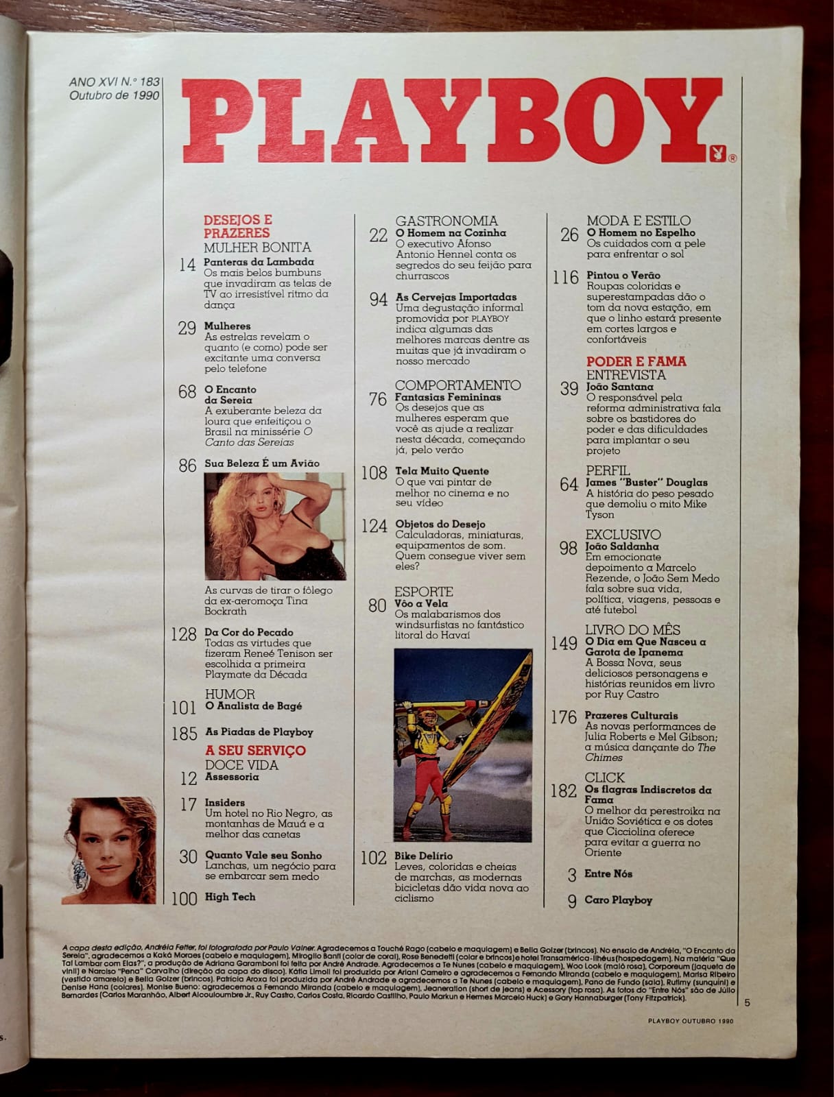 | Casa do Colecionador Playboy Nº 183 | Outubro/1990 | Andréia Fetter | Pôster de Tina Bockrath Presente | Edição Regular de Banca