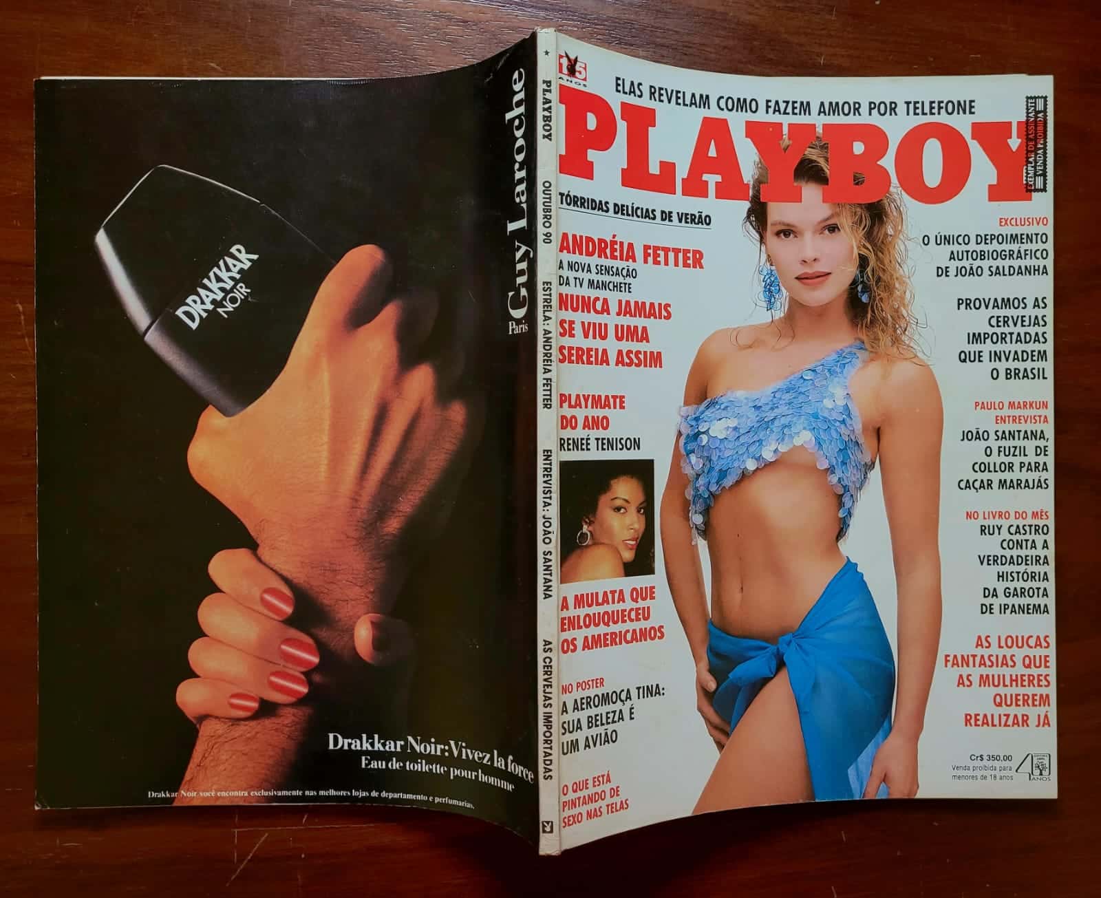 | Casa do Colecionador Playboy Nº 183 | Outubro/1990 | Andréia Fetter | Pôster de Tina Bockrath Presente | Edição Regular de Banca