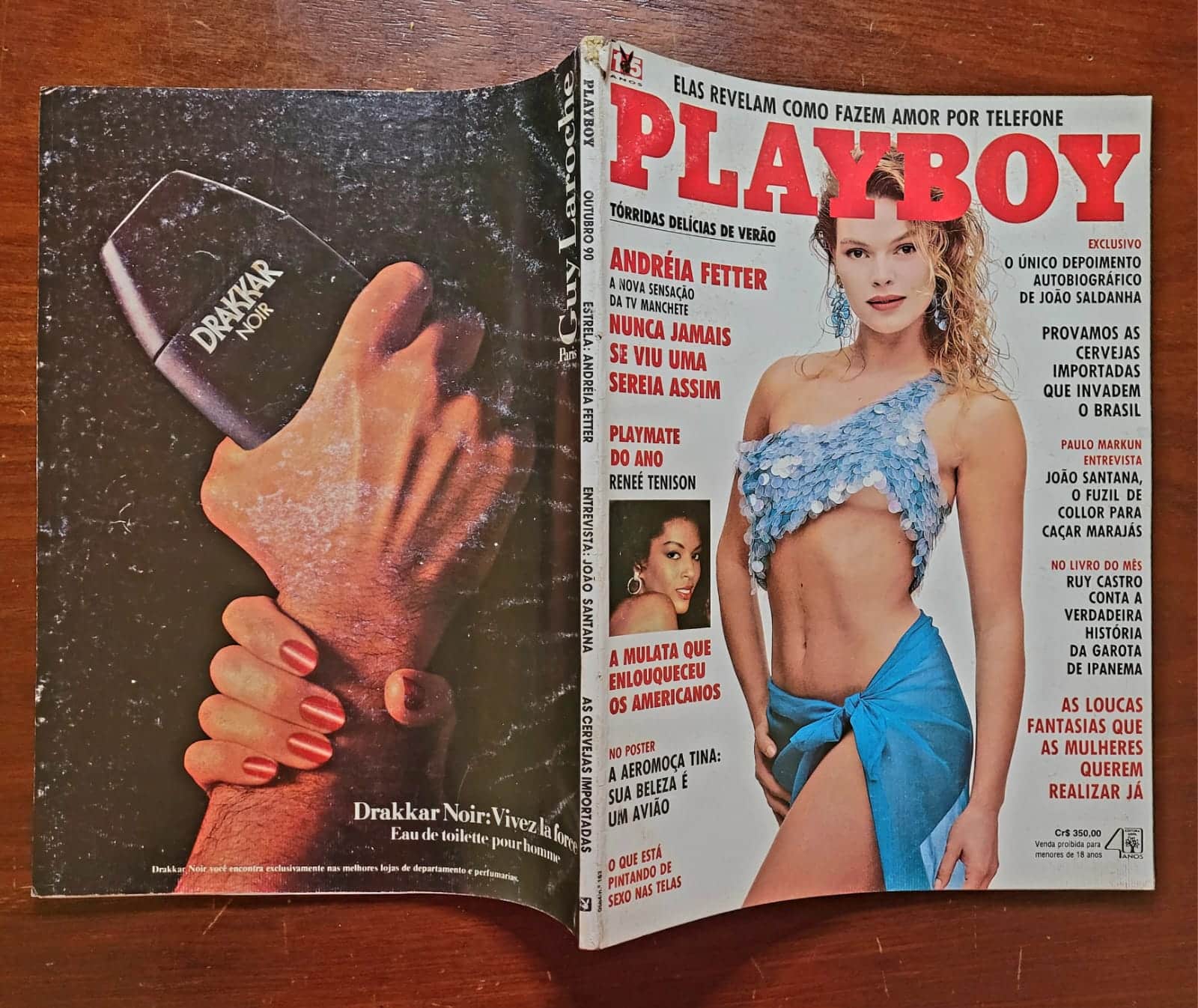 | Casa do Colecionador Playboy Nº 183 | Outubro/1990 | Andréia Fetter | Pôster de Tina Bockrath Presente | Edição Regular de Banca