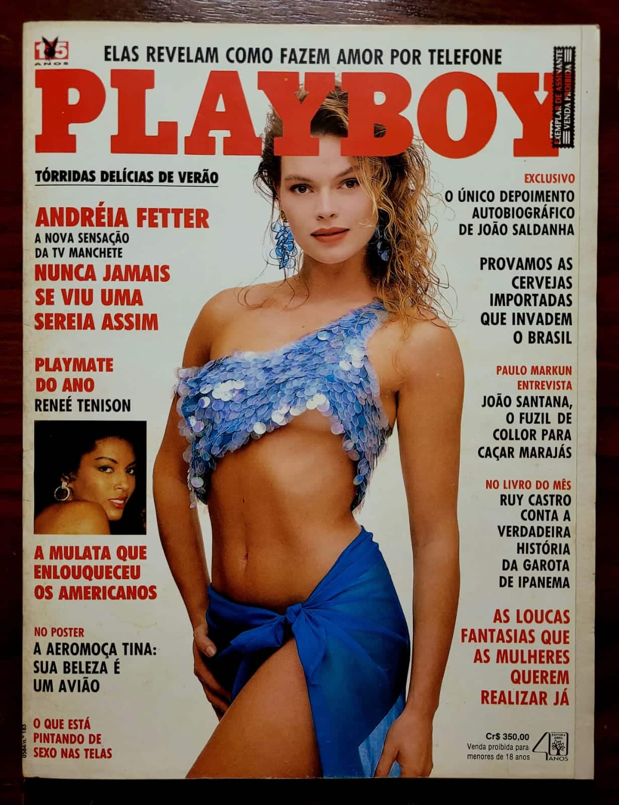 | Casa do Colecionador Playboy Nº 183 | Outubro/1990 | Andréia Fetter | Pôster de Tina Bockrath Presente | Exemplar de Assinante