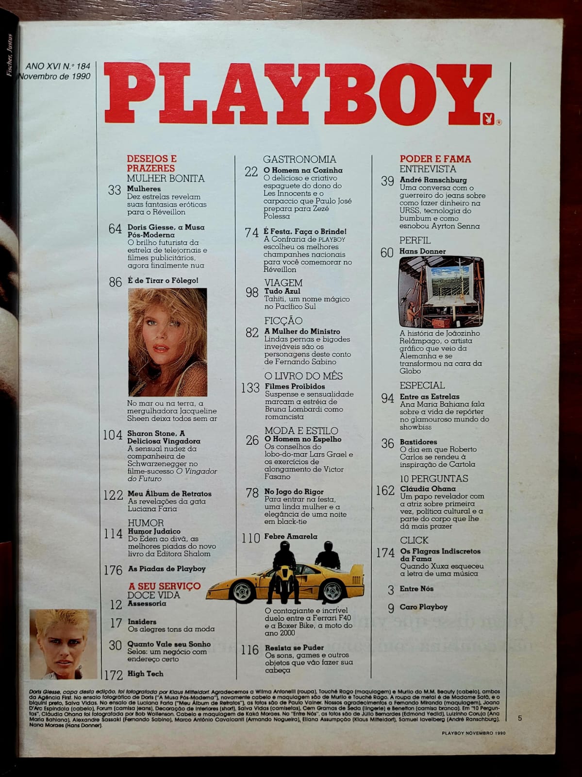 | Casa do Colecionador Playboy Nº 184 | Novembro/1990 | Dóris Giesse | Pôster de Jacqueline Sheen Presente
