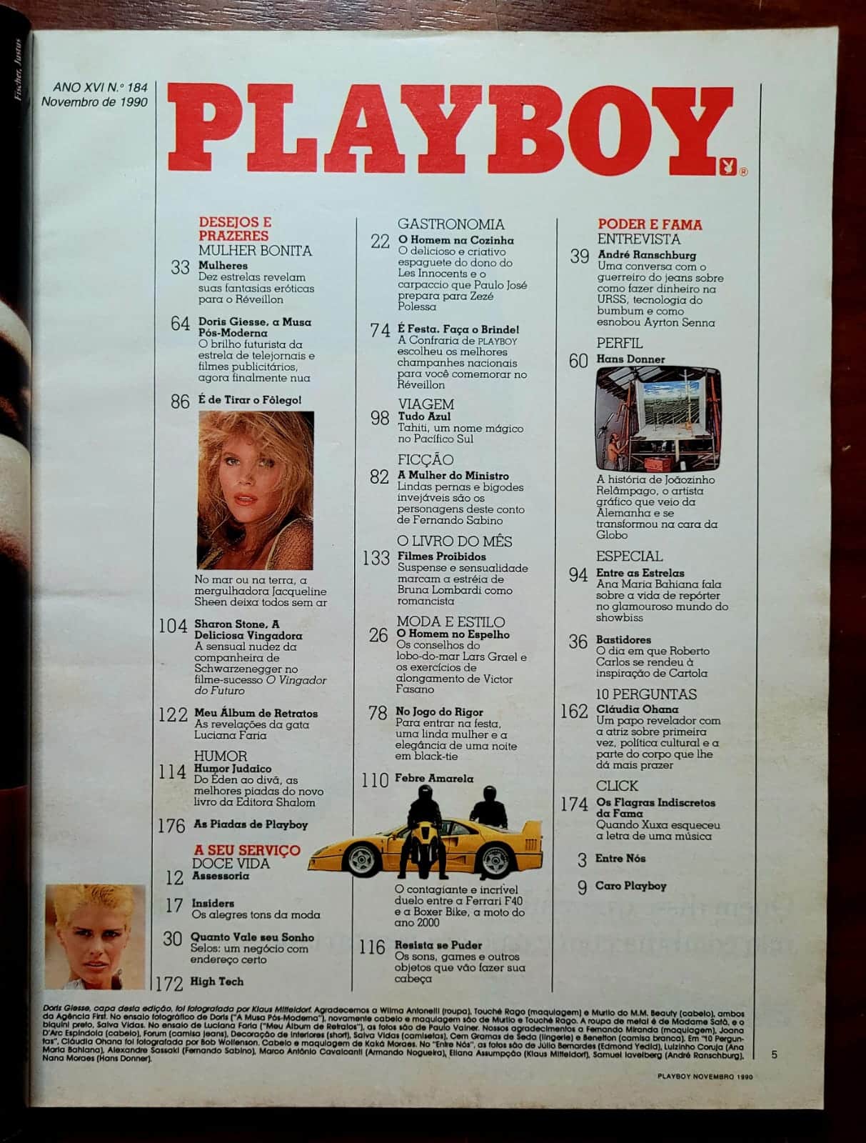 | Casa do Colecionador Playboy Nº 184 | Novembro/1990 | Dóris Giesse | Pôster de Jacqueline Sheen Presente | Exemplar de Assinante