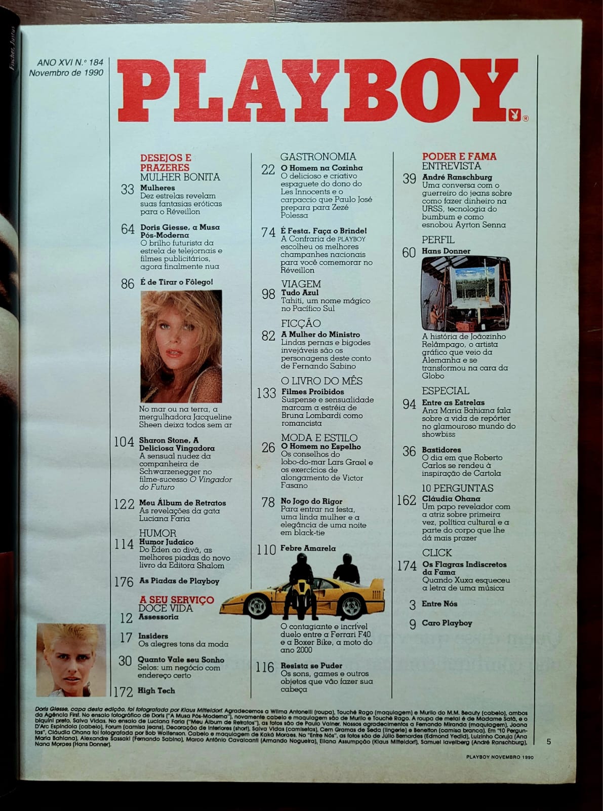 | Casa do Colecionador Playboy Nº 184 | Novembro/1990 | Dóris Giesse | Pôster de Jacqueline Sheen Presente | Exemplar de Assinante