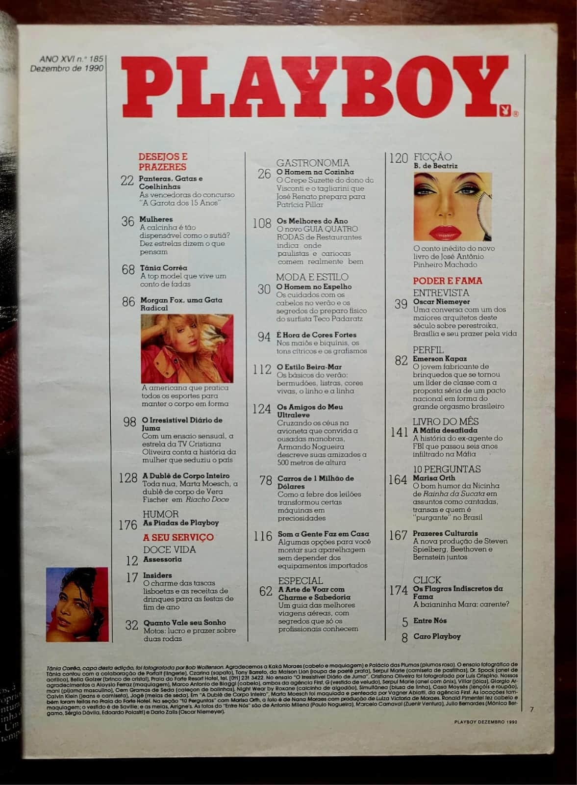 | Casa do Colecionador Playboy Nº 185 | Dezembro/1990 | Tânia Corrêa | Pôster de Morgan Fox Presente | Exemplar de Assinante