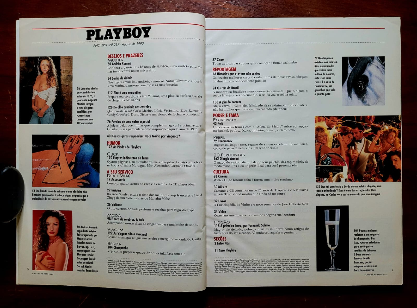 | Casa do Colecionador Playboy Nº 217 | Agosto/1993 | Andréa Rammé | Edição de Aniversário - 18 Anos | Pôster Presente | Exemplar de Assinante