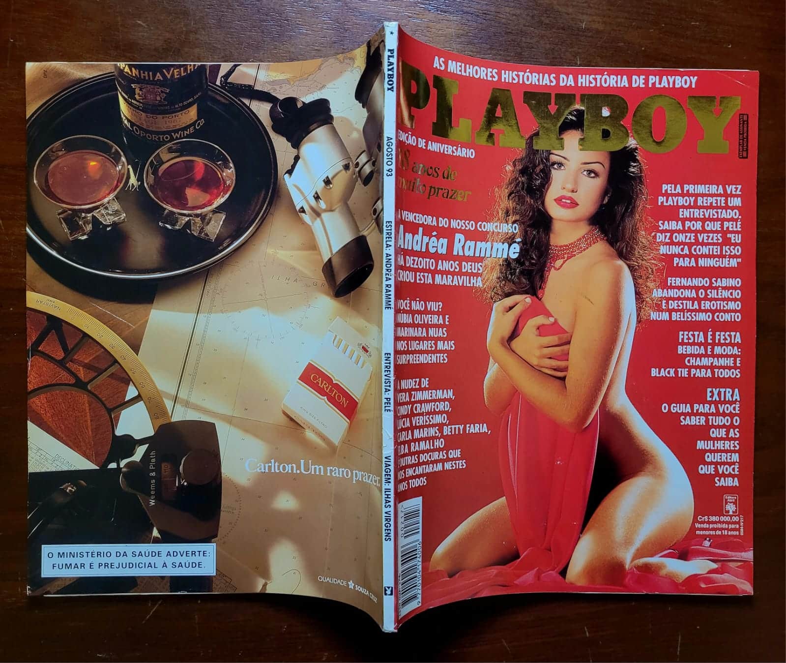 | Casa do Colecionador Playboy Nº 217 | Agosto/1993 | Andréa Rammé | Edição de Aniversário - 18 Anos | Pôster Presente | Exemplar de Assinante