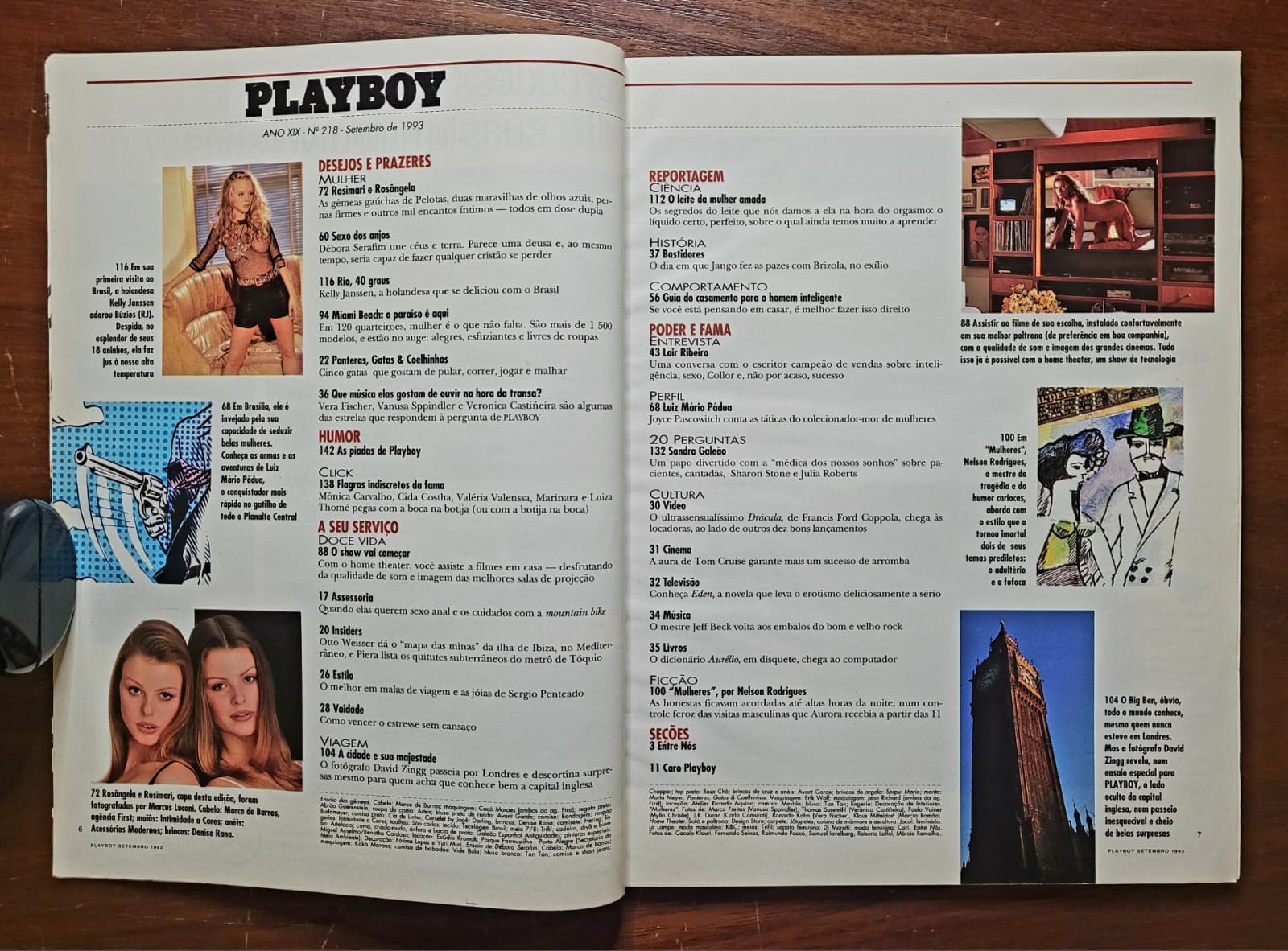 | Casa do Colecionador Playboy Nº 218 | Setembro/1993 | Rosimari e Rosângela Bosenbecker | Pôster Presente | Exemplar de Assinante