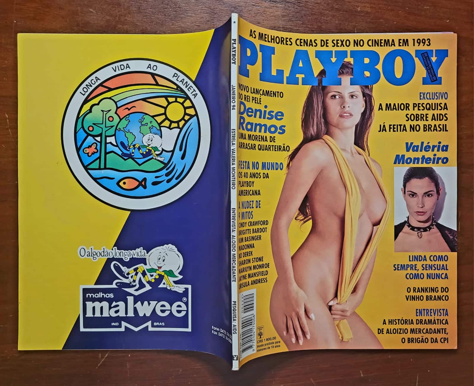 | Casa do Colecionador Playboy Nº 222 | Janeiro/1994 | Denise Ramos | Exemplar de Assinante | Pôster Anna-Marie Goddard | Excelente Estado