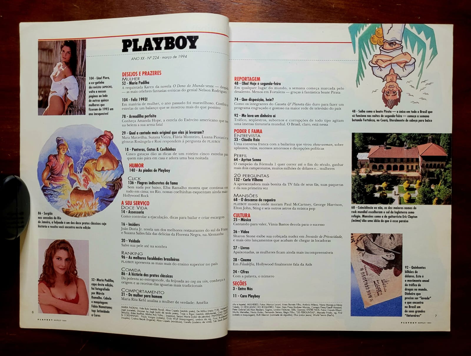 | Casa do Colecionador Playboy Nº 224 | Março/1994 | Maria Padilha | Exemplar de Assinante | Pôster de Amanda Hope Presente