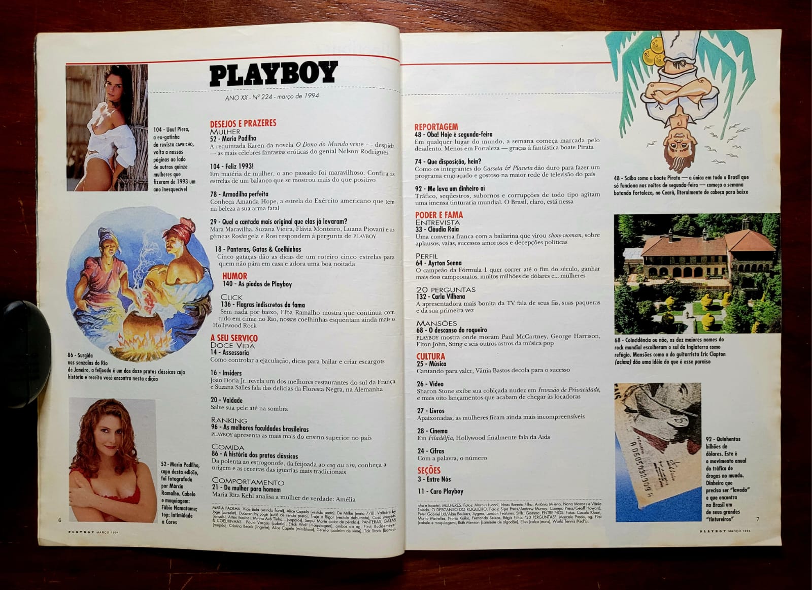 | Casa do Colecionador Playboy Nº 224 | Março/1994 | Maria Padilha | Exemplar de Assinante | Pôster de Amanda Hope Presente
