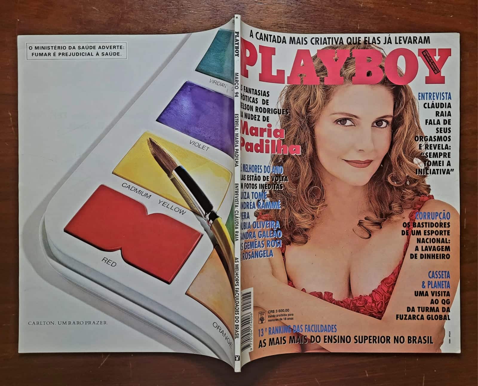 | Casa do Colecionador Playboy Nº 224 | Março/1994 | Maria Padilha | Exemplar de Assinante | Pôster de Amanda Hope Presente