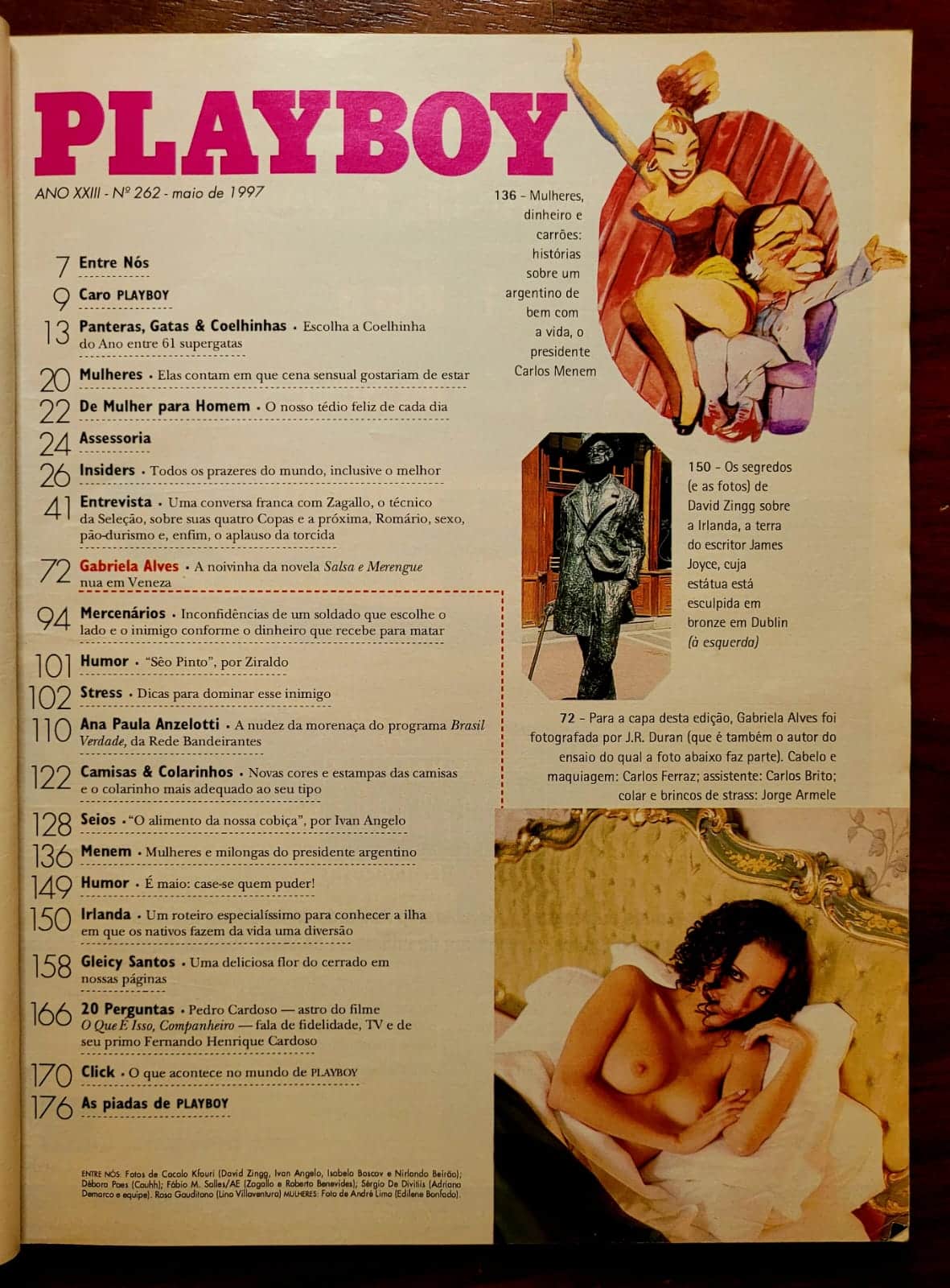| Casa do Colecionador Playboy Nº 262 | Maio/1997 | Gabriela Alves | Votação da Coelhinha do Ano entre 61 Gatas | Exemplar de Assinante