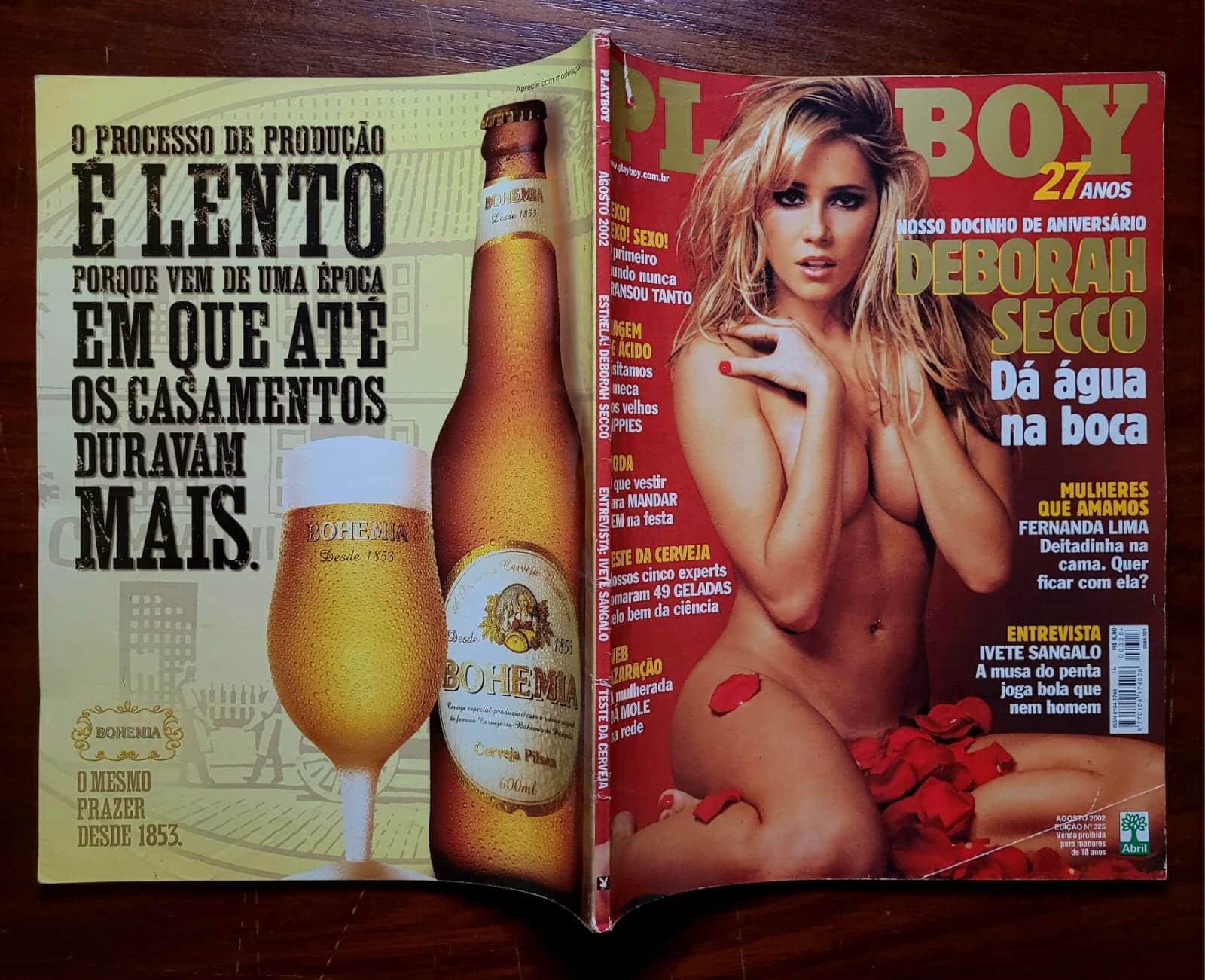 | Casa do Colecionador Playboy Nº 325 | Agosto/2002 | Deborah Secco | Edição de Aniversário - 27 Anos | Exemplar de Assinante | Pôster AUSENTE