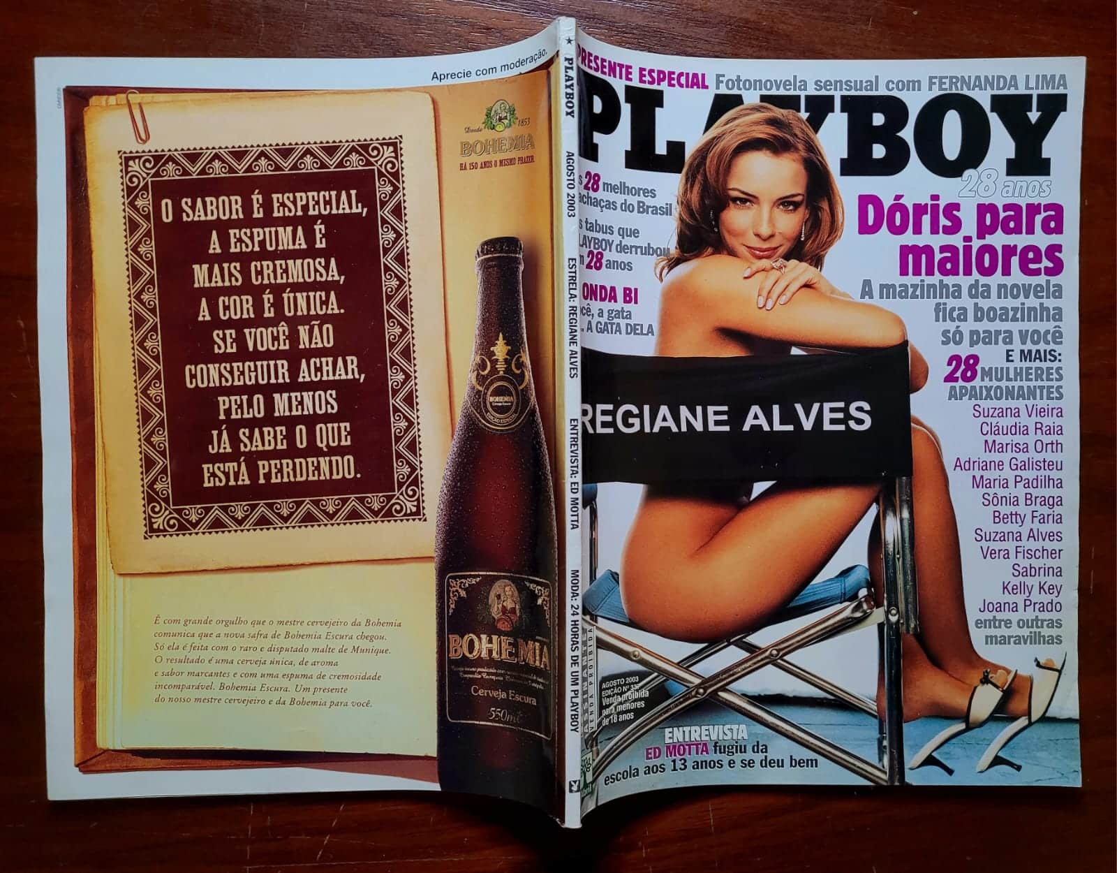 | Casa do Colecionador Playboy Nº 337 | Agosto/2003 | Regiane Alves | Edição de Aniversário 28 Anos | Exemplar de Assinante | Pôster Especial