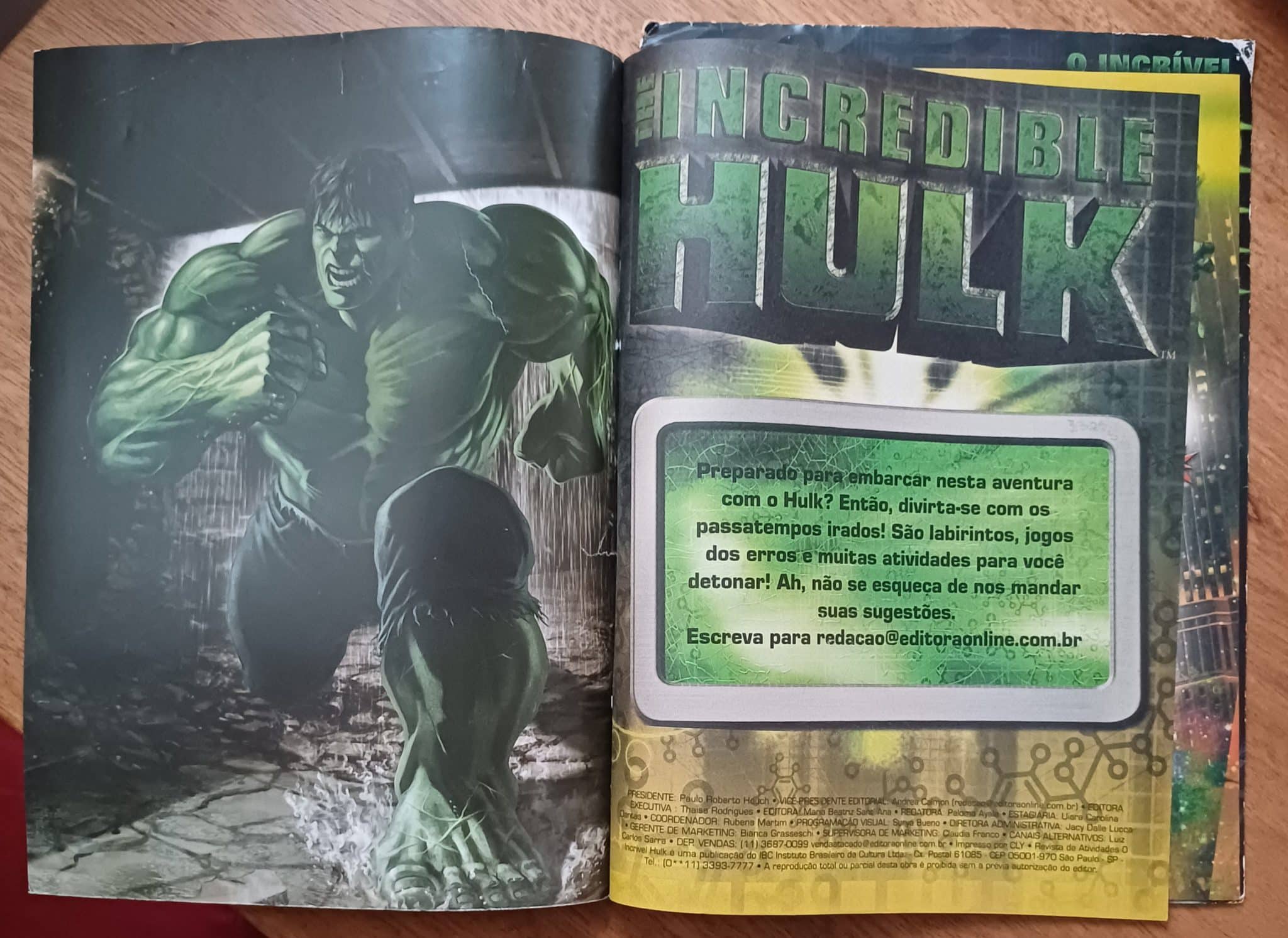 | Casa do Colecionador R28g. Revista de atividades Incrivel Hulk ed Online 2008.
