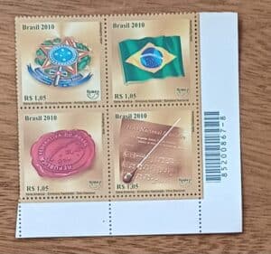 Selos Quadra Brasil 2010 Símbolos nacionais.