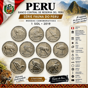 Set de moedas Fauna do Peru Flor de cunho Sku 0236