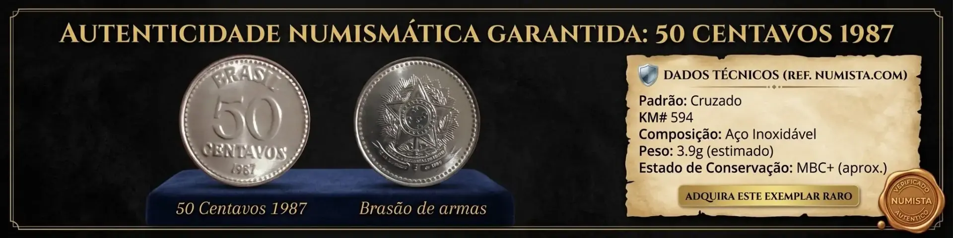 | Casa do Colecionador 50 Centavos 1987 Mbc Sku 739