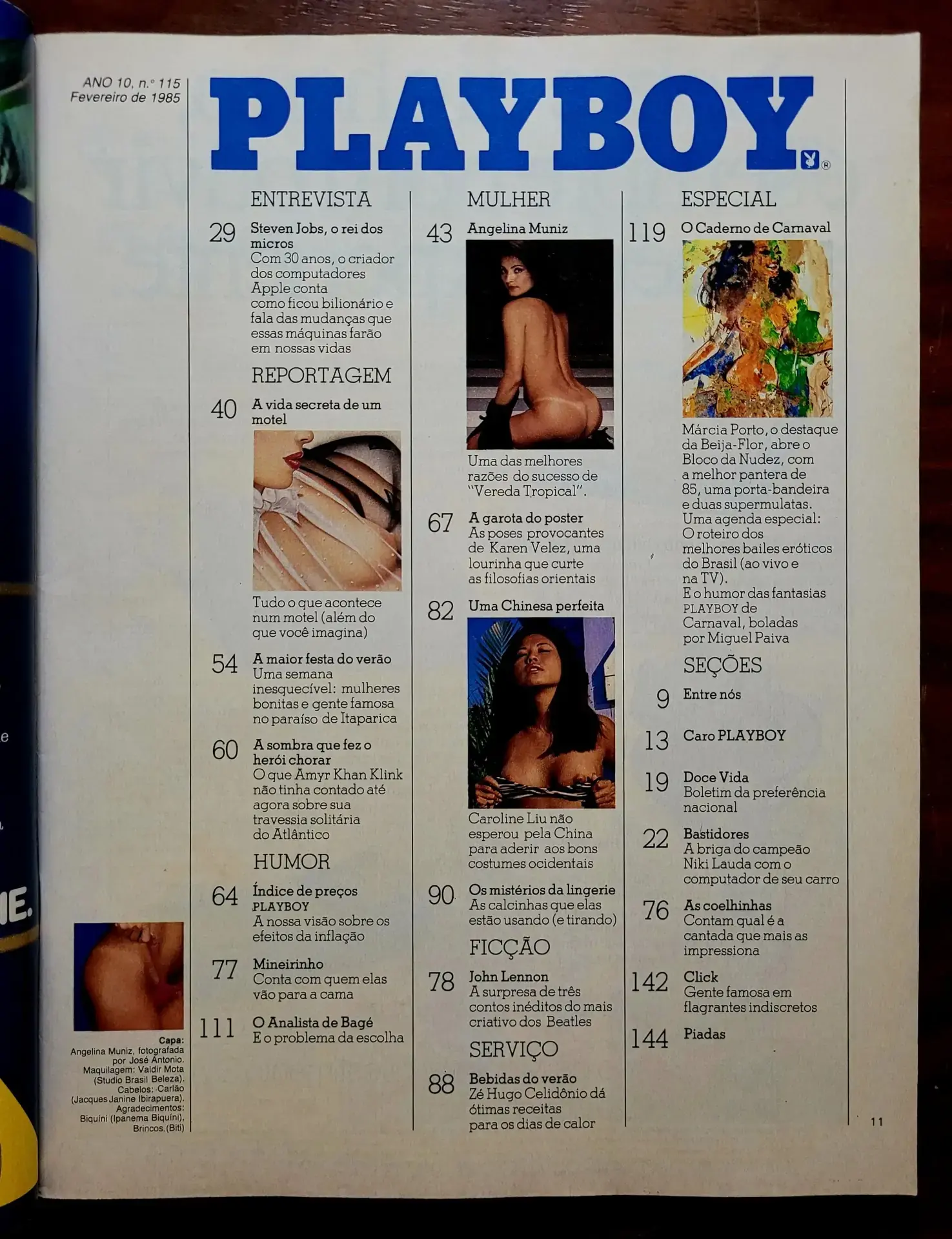 | Casa do Colecionador Playboy Nº 115 | Fevereiro/1985 | Angelina Muniz | Pôster Karen Velez | Ótimo Estado - Imagem 2