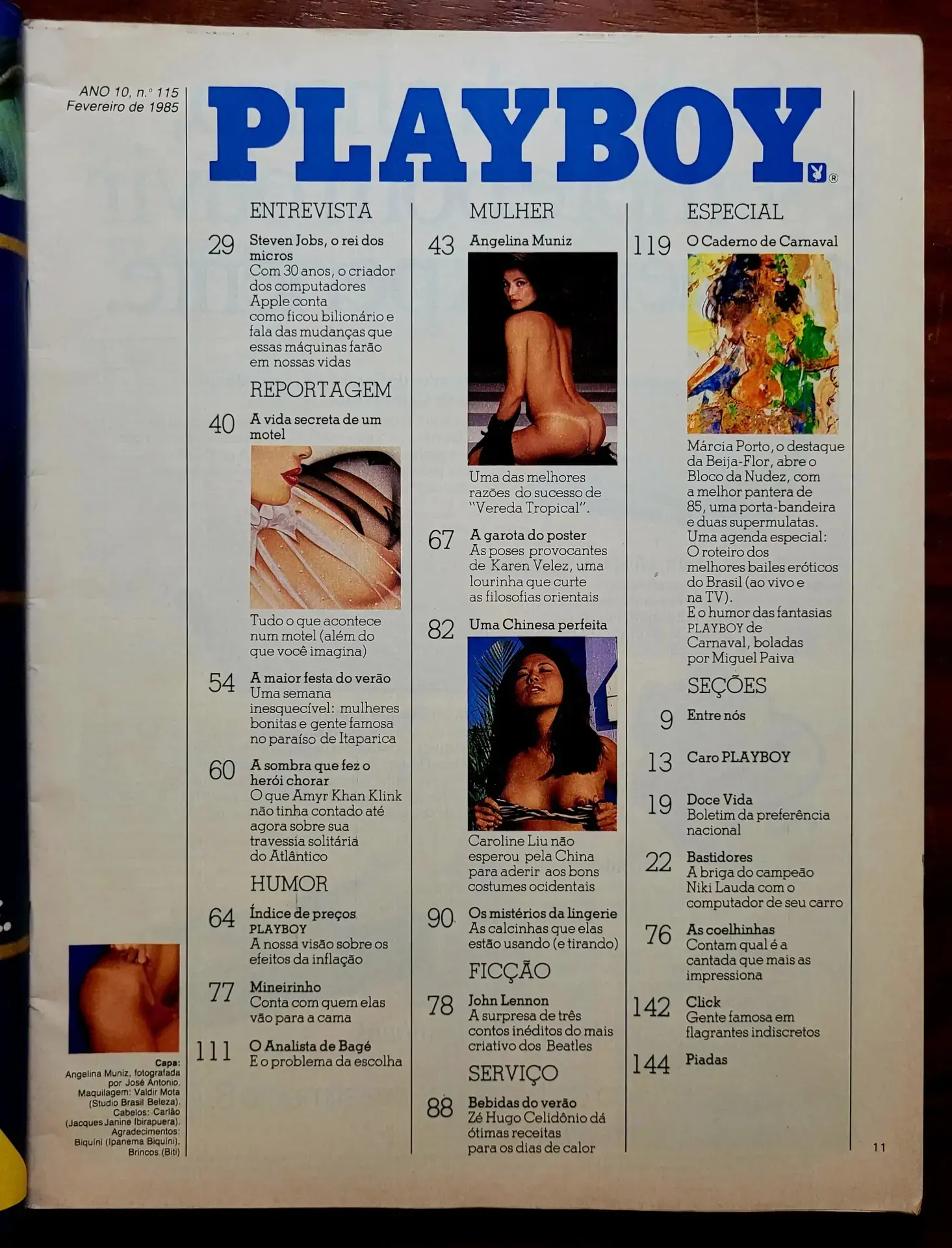 | Casa do Colecionador Playboy Nº 115 | Fevereiro/1985 | Angelina Muniz | Edição de Banca | Sem Pôster - Imagem 2
