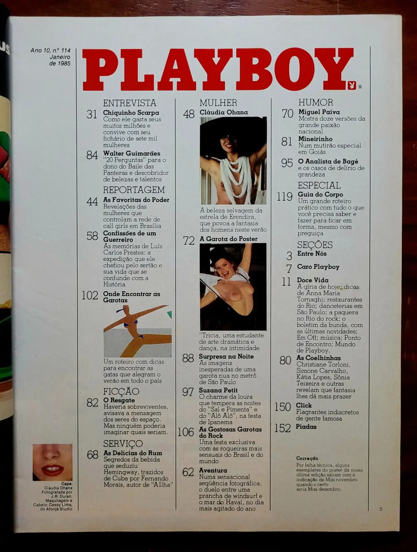 | Casa do Colecionador Playboy Nº 114 | Janeiro/1985 | Cláudia Ohana | Pôster Tricia Laude | Ótimo Estado - Imagem 2