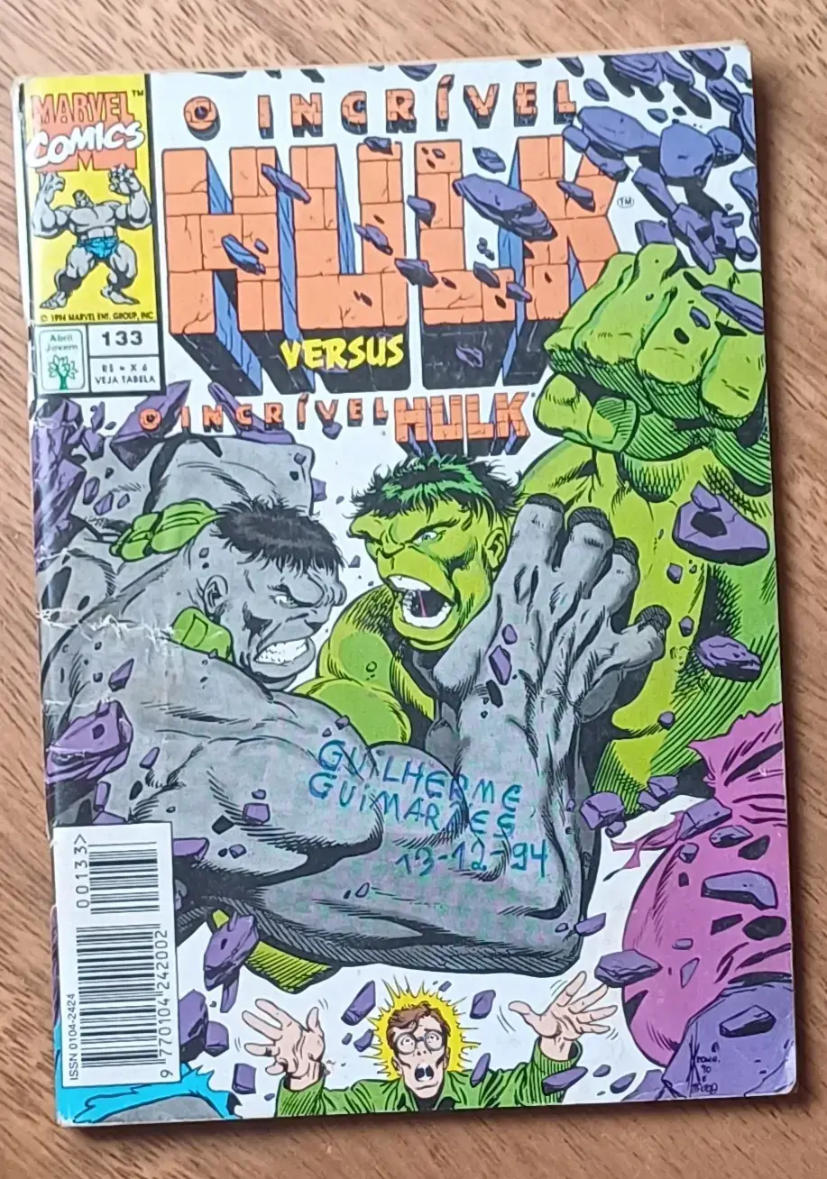 | Casa do Colecionador P26. Gibi Hulk 133 ed Abril 1994. Conflito de personalidade.