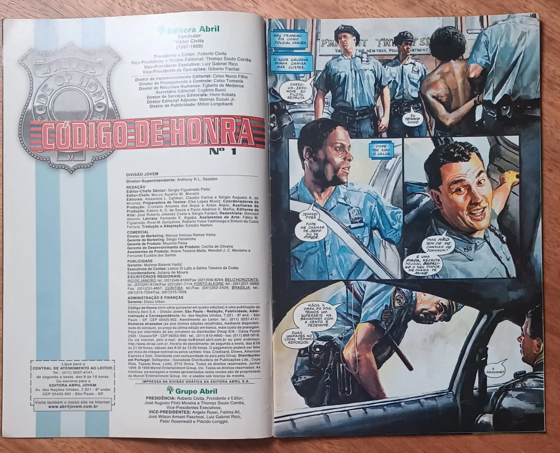 | Casa do Colecionador P26. Gibi Código de Honra 1 ed Abril 1998. Armas - Imagem 2
